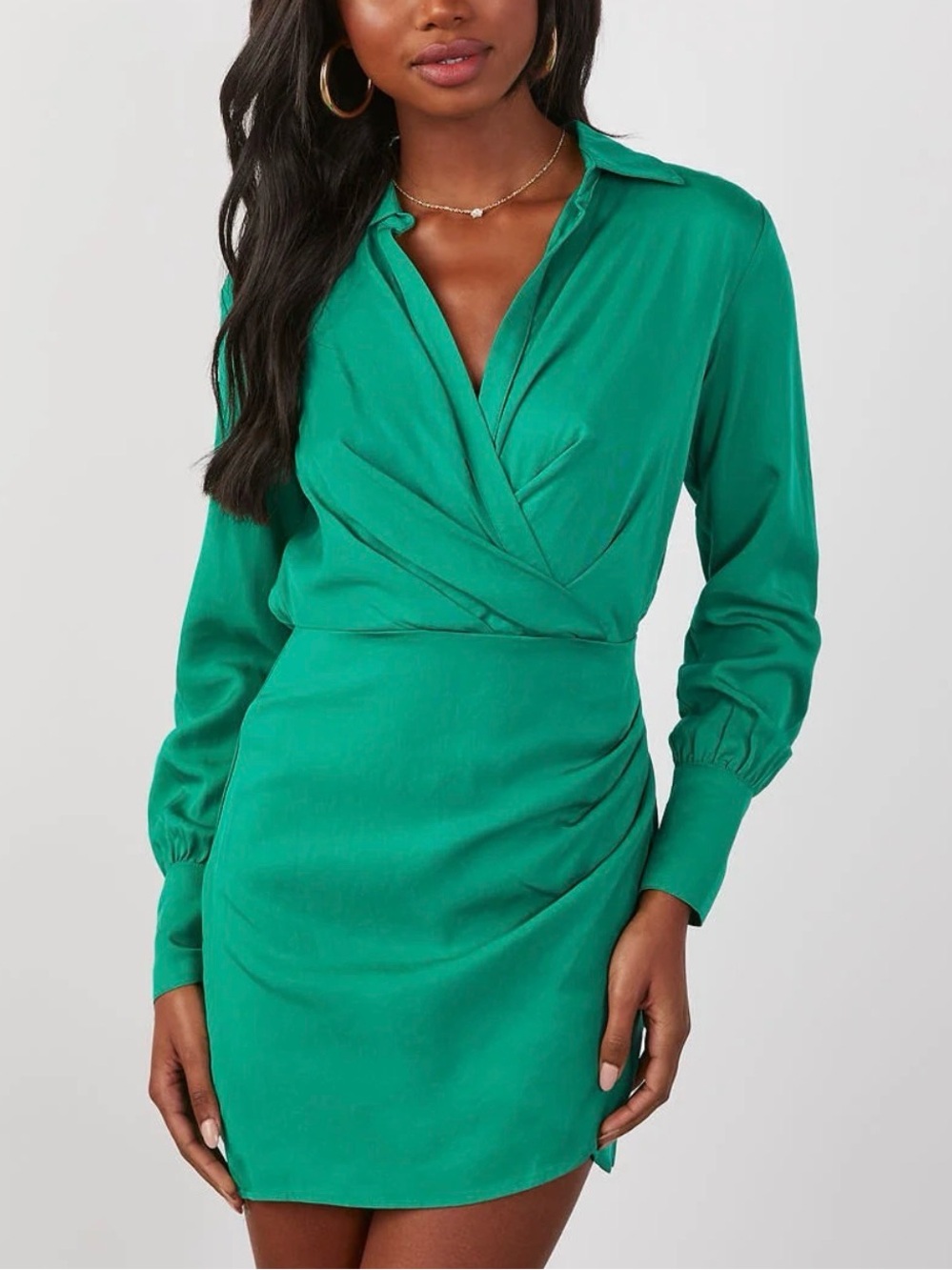 FORE Emerald Green Wrap-Style dress